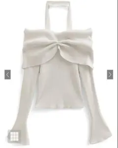 GRLホルターネックオフショルダーリブニットトップス[th006]アイボリー