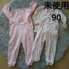 未使用ベビー肌着セット 90サイズ ピンクチェック・動物柄