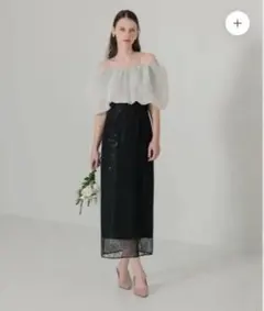 LEJA オフショルダー スパンコール ロングワンピース