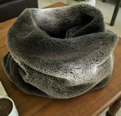 レプシィム フェイクファー スヌード グレー×こげ茶系 ふわふわ 防寒 マフラ
