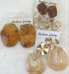 3点セット　548 ハンドメイド　樹脂　金属　ピアス　イヤリング　まとめ売り