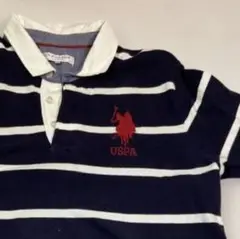 送料お安い今だけ‼️ USPA ストライプ ポロシャツ ネイビー　Lサイズ