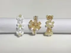 ハンドメイド ビーズリング 3点セット