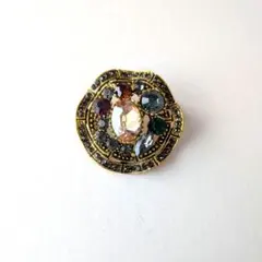 ヴィンテージ調　カラーストーンブローチ