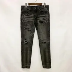 NUMBER NINE クラッシュスキニーブラックデニムパンツ　90s 00sのサムネイル