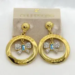 【希少】 courrèges リボン サークル イヤリング 大ぶり ヴィンテージ