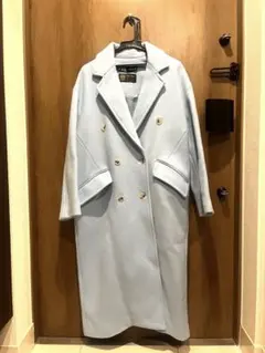 ZARA ダブルブレスト ロングコート ライトブルー