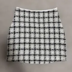 【明日発送可能】チェック柄ツイードミニスカート