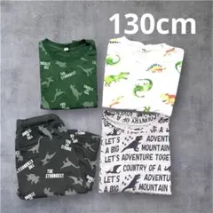 恐竜柄Tシャツとパンツ 4点セット まとめ売り 130cm キッズ 男の子 夏服