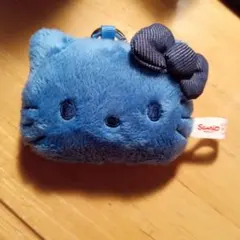 ハローキティ フェイス形 マスコット キーホルダー 青 ブルー サンリオ