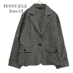 【PENNY JULE】テーラードジャケット　グレー　麻混　サイズ11