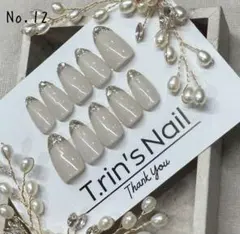 No.12ネイルチップ　韓国　ワンホン ホワイトシアー　ガラスフレンチ