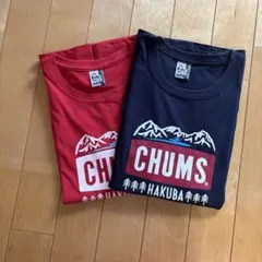 週末限定値下げ　CHUMS HAKUBA限定 Tシャツ NVY&RED Lサイズ