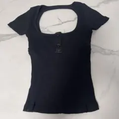 courreges クレージュ リブカットソー ブラックのサムネイル