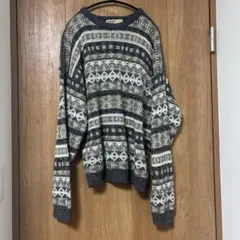 幾何学模様 ニットセーター 長袖