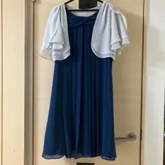 ネイビー プリーツドレス フリル付き 2way 結婚式 二次会