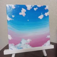 B35 月夜の海 ハンドメイド 原画 アート 水彩画 アクリル - メルカリ