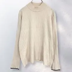 ディスコート ハイネック リブニット バイカラー シンプル 無地 L《i599