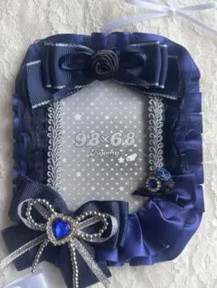 フリルデコ レースデコ カードケースデコ 硬質ケースデコ 青 D-105