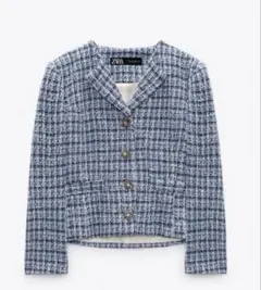 ZARA ツイード ノーカラージャケット