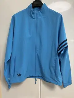 adidasオリジナルス青 ジップアップ ジャケット美光沢、撥水、伸縮性あり L