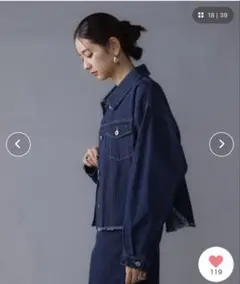 タグ付き　デニムジャケット　インディゴブルー　フリンジ