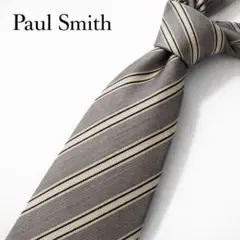 【美品】Paul Smith ネクタイ グレー系 シルク100% ビジネス