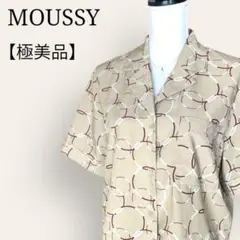 【美品】マウジー　ランダムサークル柄シャツ　サイドスリット　ノッチドラペルカラー