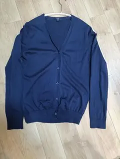 ユニクロ ネイビー Vネック カーディガン L