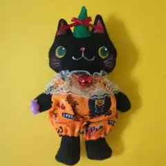ハンドメイド カントリードール ハロウィン 黒猫