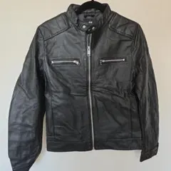 H&M ブラック シングルライダースジャケット