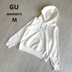 【ジーユー】パーカー スウェット ホワイト 定番 シンプル フーディ M