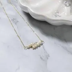 淡水パールバーロング バーシルエット アズキチェーン ネックレス BOX付き発送