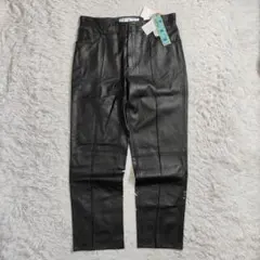 新品Off-White オフホワイト 羊革 レザーパンツ L 黒 センタープレスのサムネイル