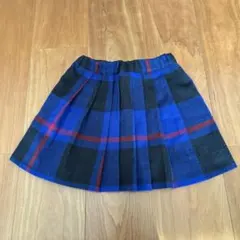 ブランシェス チェック柄プリーツスカート　ブルー系