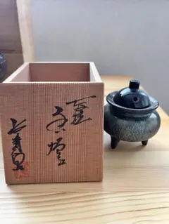 高岡銅器 香炉 玉胴型 波千鳥 蒔絵仕上 正晴堂 宏一作 アロマ お香 お