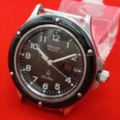 SEIKO ウェーブ クォーツ 腕時計 ブラック 6433-6010 三018