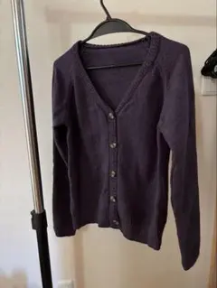 レディースニットカーディガン綿Vネック