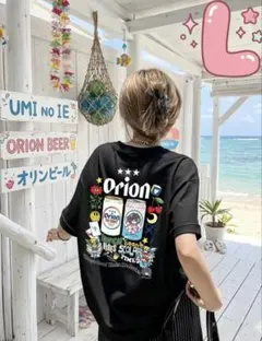 Orion オリオンビール 半袖Tシャツ ブラックレディース　オリオン×スカラー