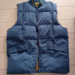 リバーシブル キルティングダウンベスト 青
