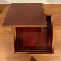 昭和レトロ⭐津軽塗⭐重箱 二段(お重)⭐金色と茶色の模様⭐ほんの