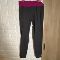 FOREVER 21 ヨガレギンス M グレー×ピンク サイドポケット付