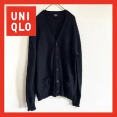 UNIQLO プレミアムラムVネックカーディガン（長袖）　ネイビー　L