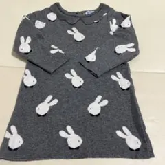 ♡jacadi ジャガディ　うさぎ柄　スカラップニットワンピース　24m88㎝
