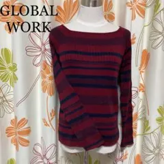 【A24】GLOBAL WORK グローバルワーク レッド×ブラック ストライプ