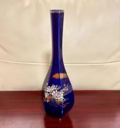 花瓶 『深川製磁』瑠璃色 金彩 葡萄柄 - メルカリ