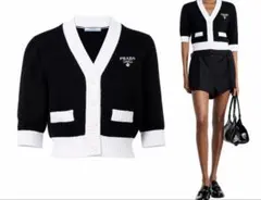 【新品未使用 】PRADA クロップドコットンカーディガン 定価269,500円のサムネイル