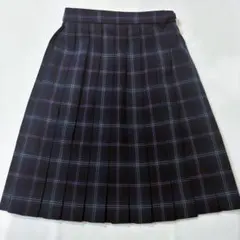 飛鳥未来 プリーツスカート ネイビー×パープルチェック W66 丈53 冬用