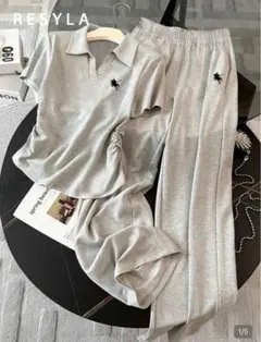 XXL ポロシャツ セットアップ グレー　SHEIN