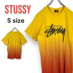 Stussy ステューシー Tシャツ ストックロゴ Sサイズ 黄色 メキシコ製